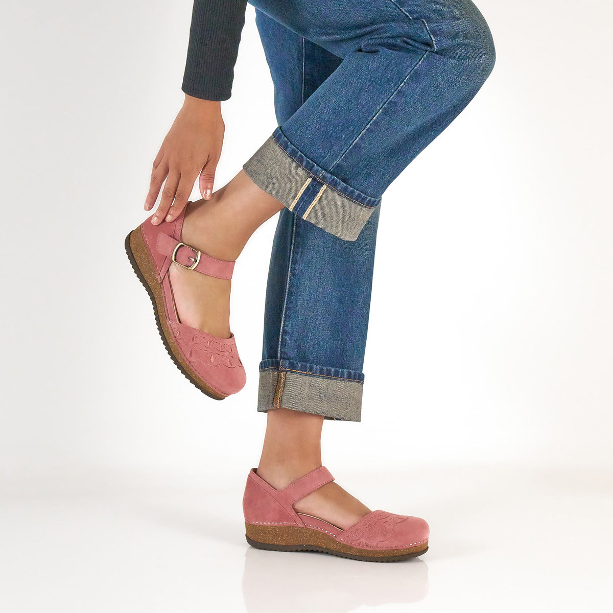 Mae Ash Rose Embroidered Suede - Dansko Signature