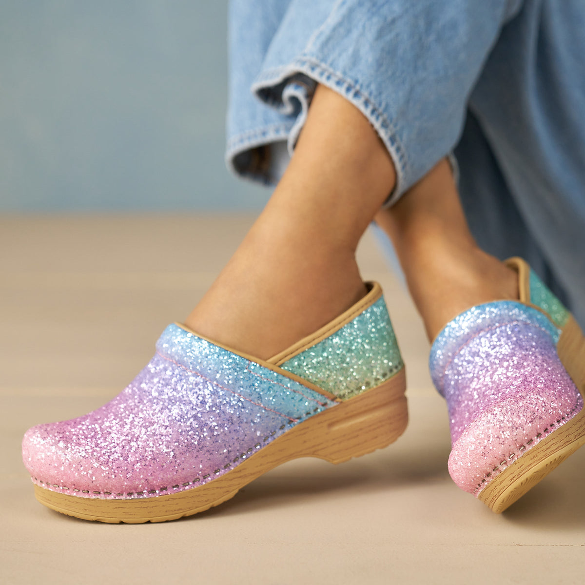 Wide Pro Pastel Rainbow Glitter - Dansko Special Offer