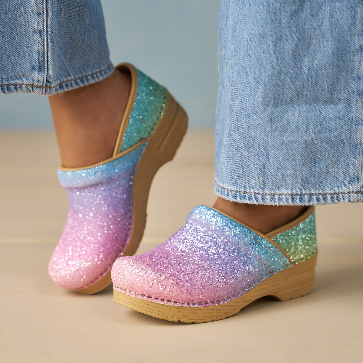 Wide Pro Pastel Rainbow Glitter - Dansko Special Offer