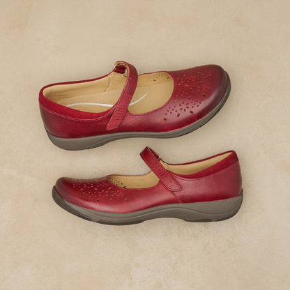 Stacy Wide Red Waxy Burnished - Dansko Top Pick