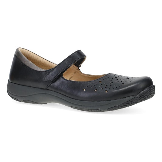 Stacy Wide Black Waxy Burnished - Dansko Signature