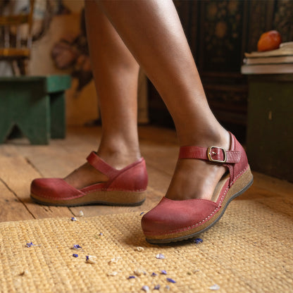 Mae Red Burnished Suede - Dansko New